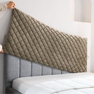 Elegant Tan Velvet Quilted Headboard Cover